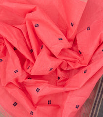 Peach Handloom Rasipuram Cotton Saree With Square Buttas-RA2408