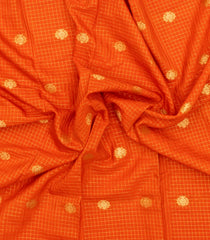 Orange Woven Blended Viscose Saree With Zari Checks & Buttas-BL6078