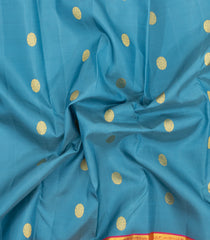Sky Blue Handloom Korvai Kanchipuram Silk Saree With Zari Buttas-KA16173