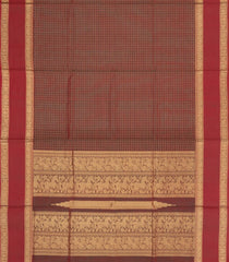 Crimson Handloom Silk Cotton Saree With Checks-SC4296