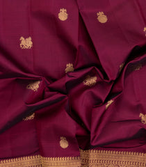 Maroon Handloom Kanchipuram Silk Saree With Zari Buttas-KA15467