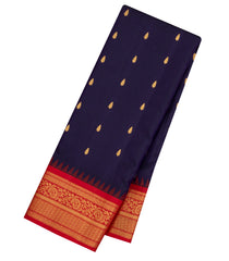 Dark Burgundy Handloom Gadwal Silk Saree With Buttas & Contrast Border-GA0430