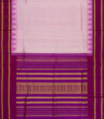 Baby Pink Handloom Korvai Silk Cotton Saree With Maroon Border-SC4422