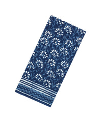 Indigo Printed Jaipur Cotton Saree With Floral Motifs-JC1445