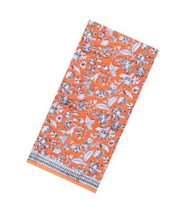 Orange Printed Jaipur Cotton Saree With Printed Floral Motifs-JC1945