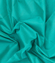 Turquoise Handloom Korvai Silk Cotton Saree With Checks & Contrast Border-SC4514