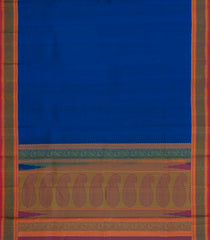 Blue Handloom Kanchipuram Silk Saree With Thread Work Border-KA15150