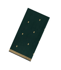 Bottle Green Handloom Maheswari Silk Cotton Saree With Buttas & Zari Border-SC4861
