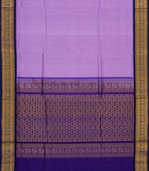 Lavender Handloom Korvai Silk Cotton Saree With Checks & Contrast Border-SC3869