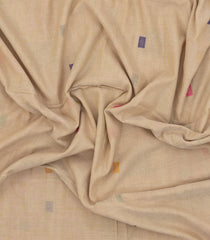 Beige Handloom Bengal Cotton Saree With Meena Buttas-BG1609