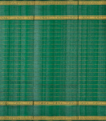 Green Handloom Silk Cotton Saree With Checks & Buttas-SC4741