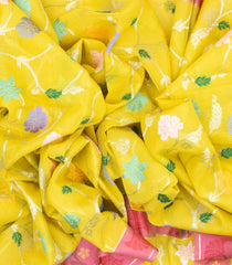 Yellow Handloom Kota Silk Saree With Meena Floral Vine Motifs-KO1044