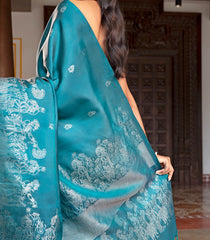 Blue Handloom Soft Silk Saree With Floral Buttas-SO4059