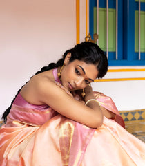 Sandal Handloom Soft Silk Saree With Floral Zari Buttas & Contrast Border-SO4053