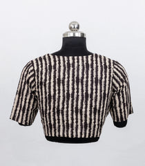 Black Printed Ready Made Blouse With Front & Back High Neck-RB5180