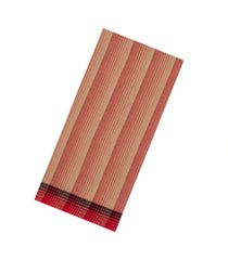 Beige & Red Handwoven Bengal Cotton Saree With Stripes-BG1475