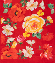 Red Woven Crepe Silk Saree With Printed Floral Motifs-PS0513