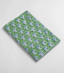 Green 9 X 6 Inch Bagru Dabu Block Printed 96 Page Handmade Notebook-ACS1014