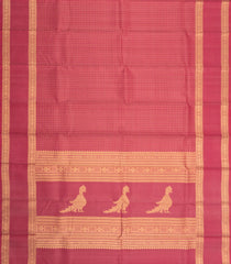 Chesnutt Pink Handloom Kanchipuram Silk Saree With Zari Checks-KA16147