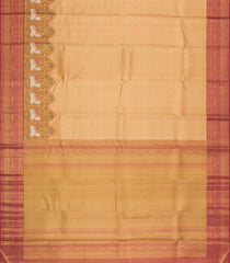 Peach Handloom Korvai Kanchipuram Silk Saree With Pichwai Motifs-KA15856