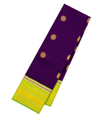 Dark Purple Handloom Korvai Kanchipuram Silk Saree With Annam Buttas-KA14827
