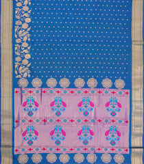 Blue Handloom Paithani Silk Saree With Floral Zari Motifs & Meena Pallu-PA1110