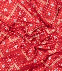 Red Handloom Banarasi Silk Saree With Floral Zari Motifs-BE1777