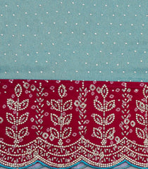 Cyan Woven Synthetic Blended Tissue Saree With Embroidered Border-EN2003