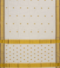 Off White Handloom Kerala Cotton Saree With Meena Buttas-KEC1049