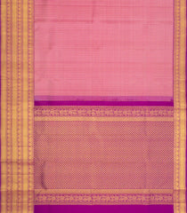 Dusty Pink Handloom Kanchipuram Silk Saree With Contrast Border-KA16310