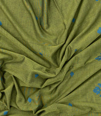 Sage Green Handloom Bengal Cotton Saree With Floral Buttas-BG1687