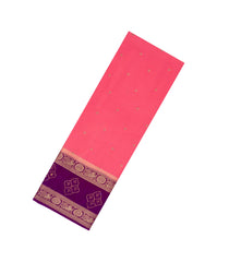 Peach Woven Art Crepe Saree With Stone Work & Contrast Border-BL5138