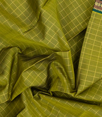 Light Green Handloom Kanchipuram Silk Saree With Ganga Jamuna Border-KA15234