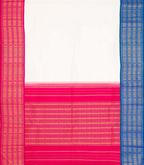 White Handloom Korvai Kanchipuram Silk Saree With Ganga Jamuna Border-KA13197