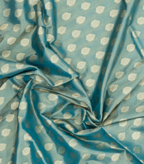 Turquoise Woven Art Tissue Dupion Saree With Floral Zari Buttas-BL5881