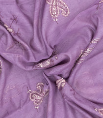 Lavender Printed Art Dupion Saree With Floral Motifs-BL6143