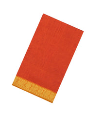 Orange Handloom Silk Cotton Saree With Stripes & Contrast Pallu-SC4683