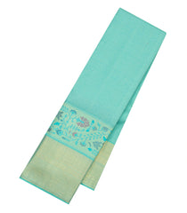 Turquoise Handloom Kanchipuram Silk Saree With Coin Motifs-KA15808