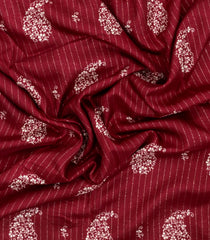 Maroon Printed Synthetic Dola Silk Saree With Motifs & Zari Stripes-SY0429