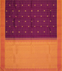 Magenta Handloom Kanchipuram Silk Saree With Checks & Buttas-KA15716