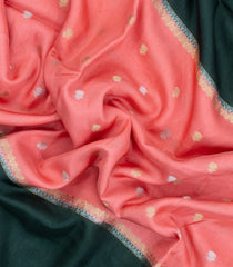 Peach Woven Blended Viscose Saree With Zari Buttas & Contrast Border-BL5513