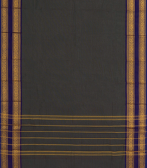 Black Woven Chettinad Cotton Saree With Contrast Border-CN1860