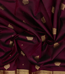Maroon Woven Pure Silk Saree With Floral Buttas-KA15535