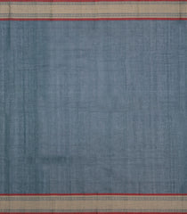 Dark Grey Handloom Kanchi Cotton Saree With Chekcs & Buttas-KC1732