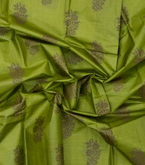 Green Woven Tussar Silk Saree With Floral Buttas-TU3407