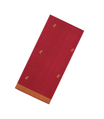 Red Woven Tussar Silk Saree With Floral Motifs-TU3262