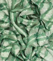 Aquamarine Handloom Banarasi Tissue Saree With Floral Motifs-BE1703