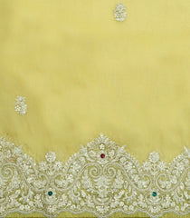 Yellow Embroidered Organza Saree With Buttas-EN2090