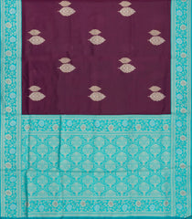 Burgundy Woven Aura Saree With Zari Buttas & Contrast Border With Jhalar-BL6022
