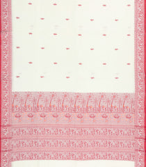 White Handloom Bengal Cotton Saree With Tribal Motifs-BG1999